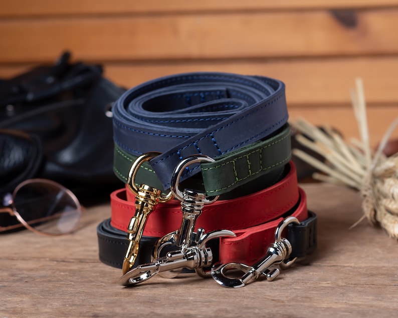 Leather Dog Double-Sided Leash With Handle for Small and Large Dogs