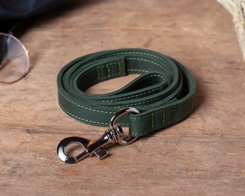 Leather Dog Double-Sided Leash With Handle for Small and Large Dogs