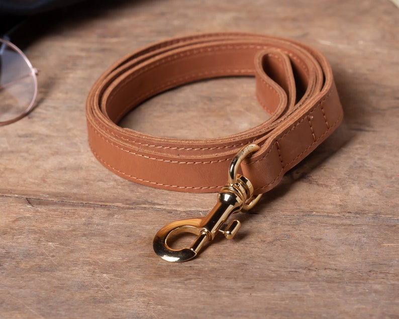 Leather Dog Double-Sided Leash With Handle for Small and Large Dogs