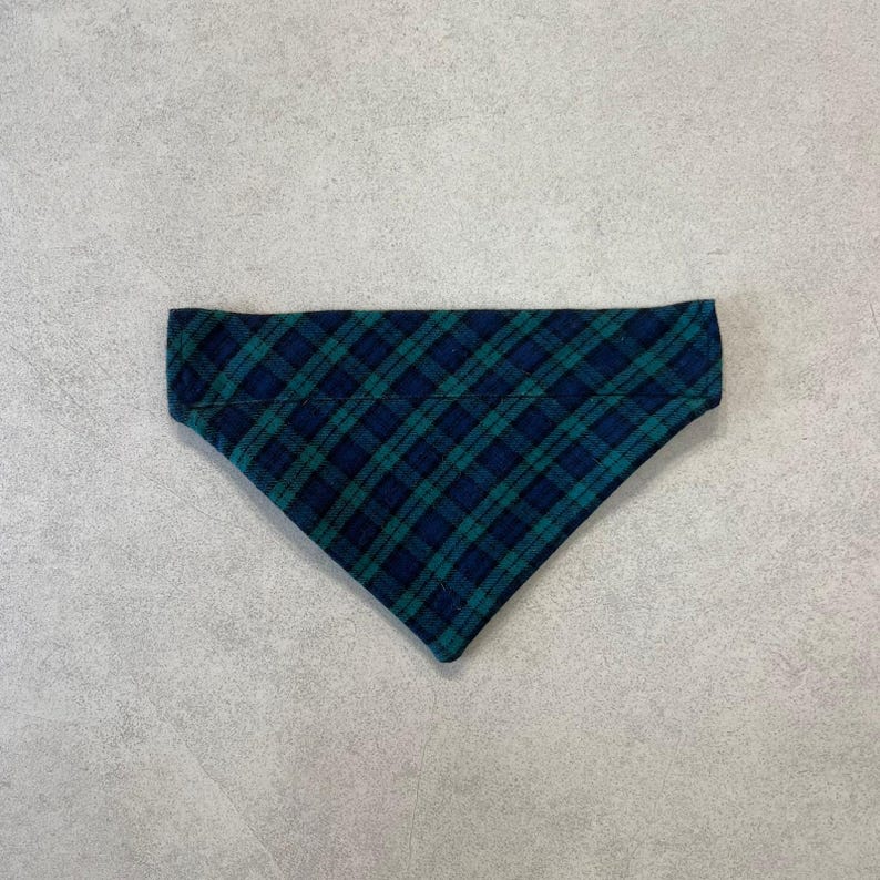 Green Plaid Dog Bandana, Handmade Classic Dog Accessory